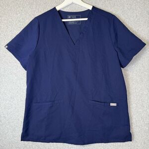 Figs casma scrub top womens Large blue two pocket healthcare nursing